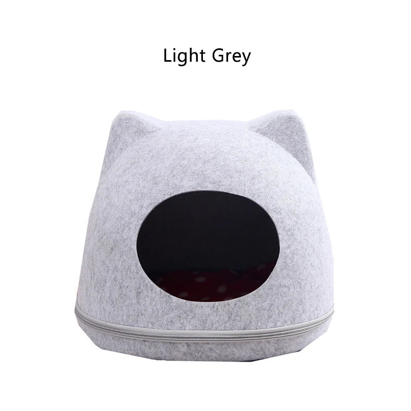 Felt Cat Tunnel Bed with Zipper Design