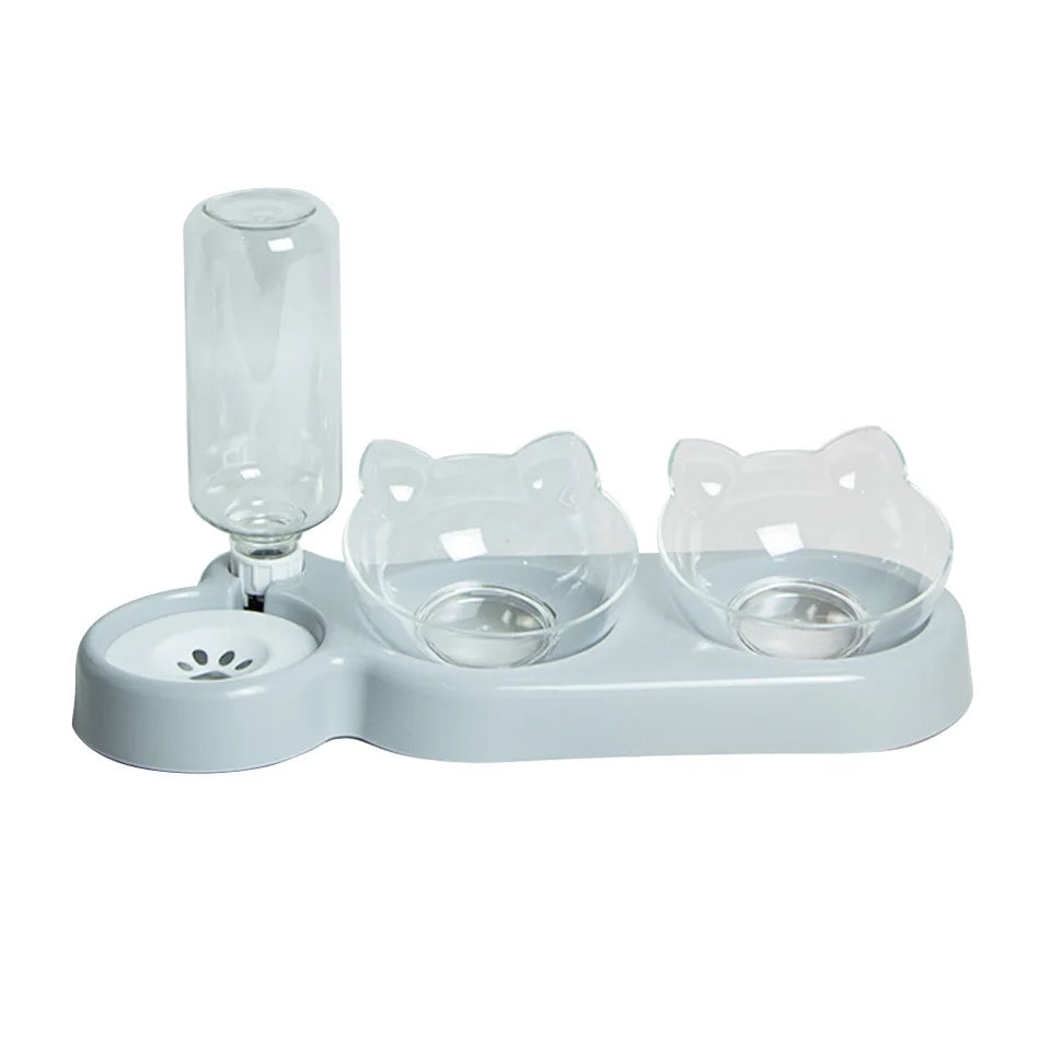 Elevated Double Pet Bowl with Water Dispenser