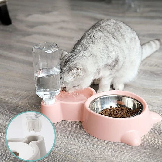 Gravity Water Dispenser with Pet Food Bowl