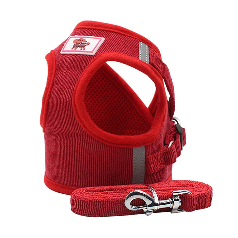 No-Pull Corduroy Dog Harness & Leash Set