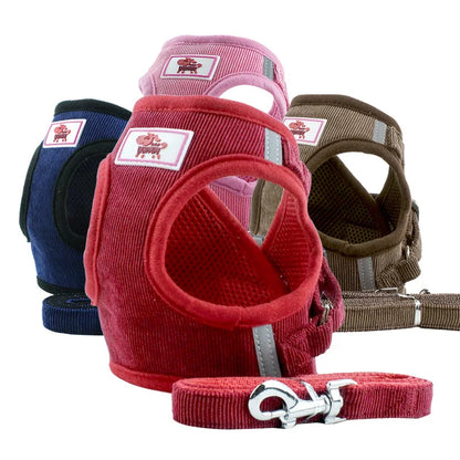 No-Pull Corduroy Dog Harness & Leash Set