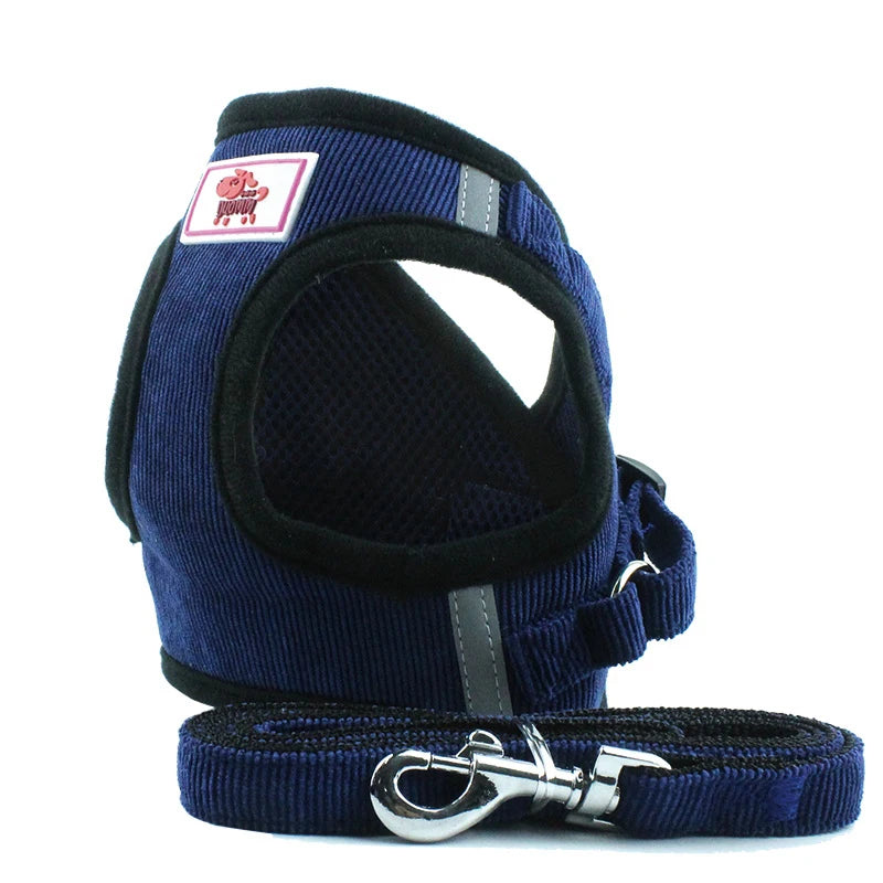 No-Pull Corduroy Dog Harness & Leash Set