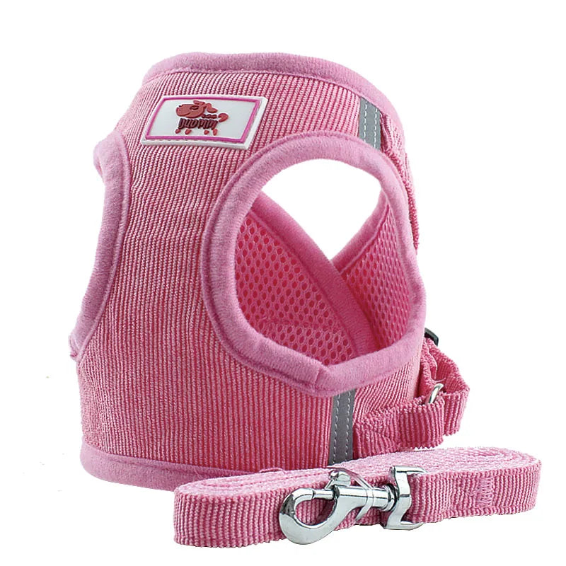 No-Pull Corduroy Dog Harness & Leash Set