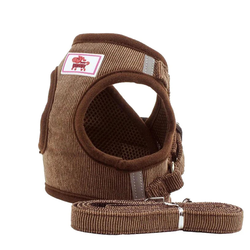No-Pull Corduroy Dog Harness & Leash Set
