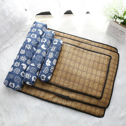 Summer Cooling Mat for Dogs & Cats with Built-In Pillow