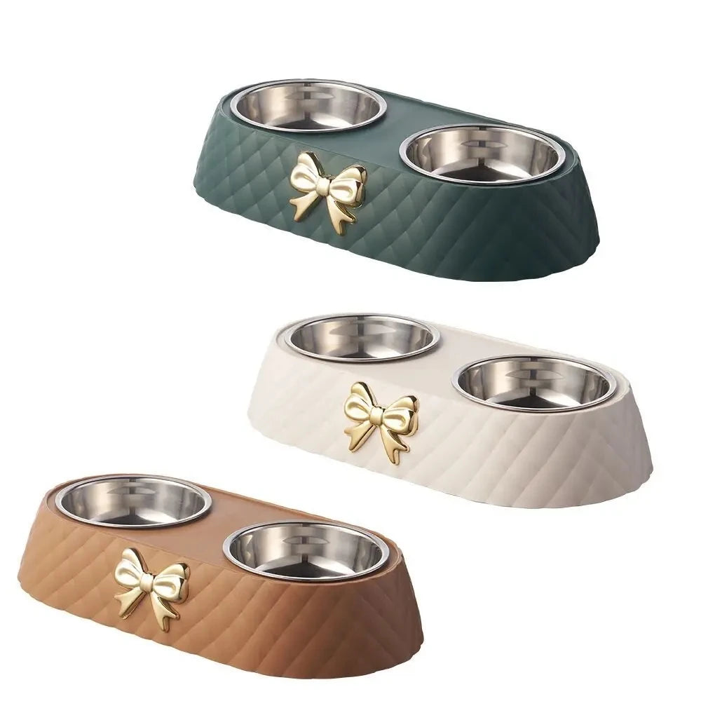Double Pet Bowl with PP Base and Stainless Steel