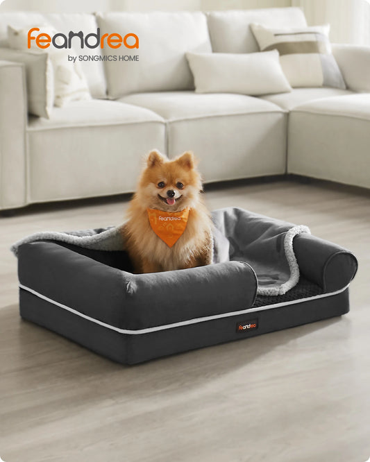 FEANDREA Supportive Dog Bed with Raised Sides & Washable Cover