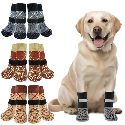 Anti-Slip Dog Socks for Indoor Traction | 4-Pack