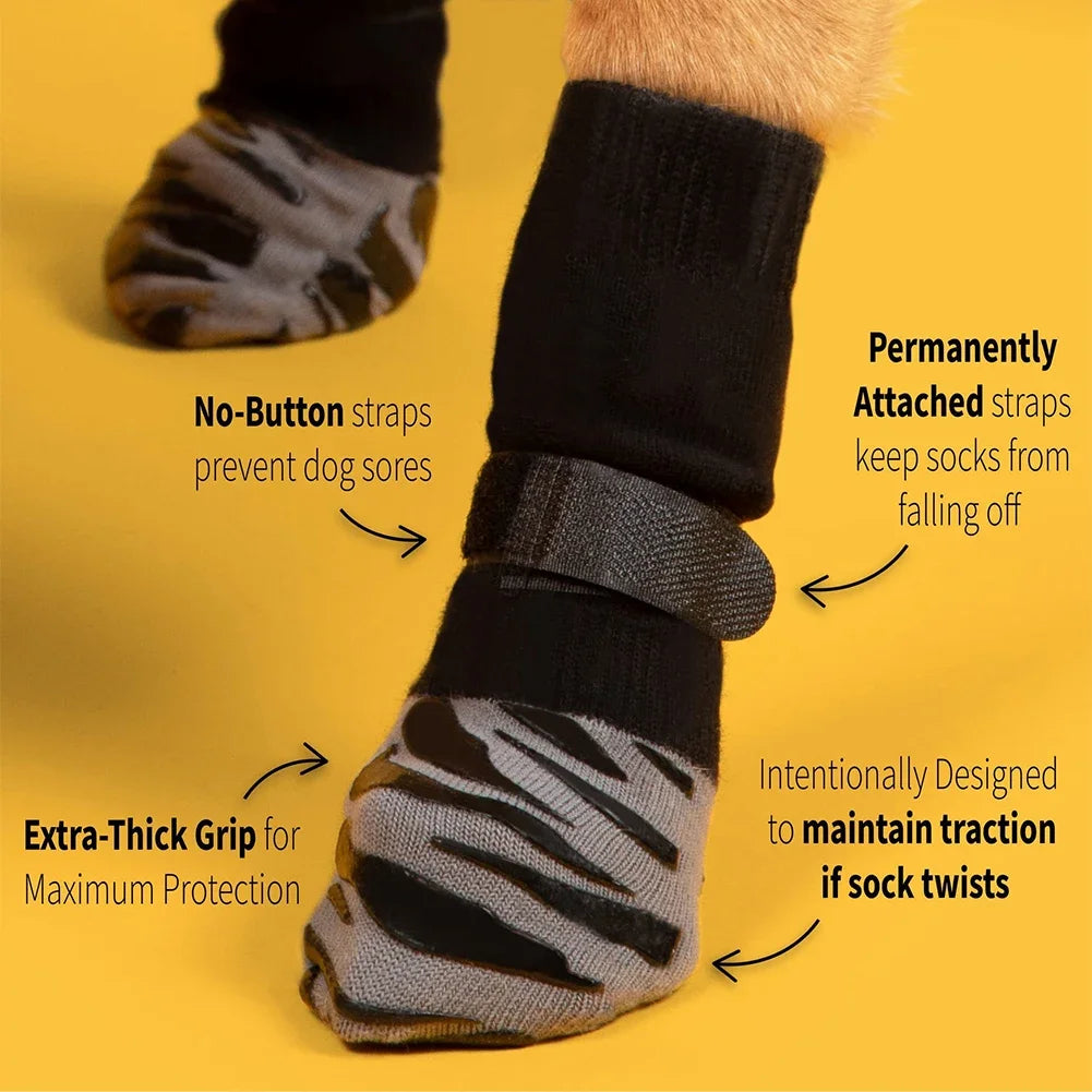 Anti-Slip Dog Socks for Indoor Traction | 4-Pack