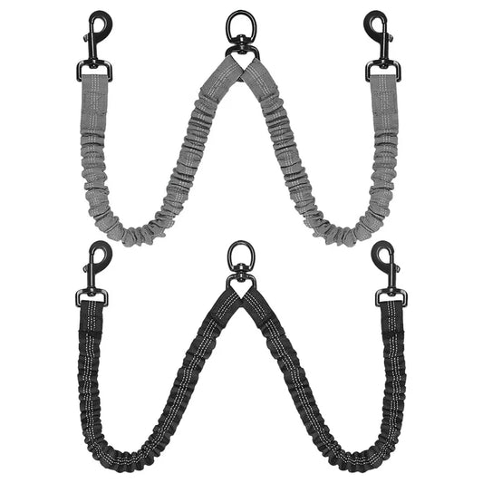 Double Dog Leash with Shock-Absorbing Elastic Rope