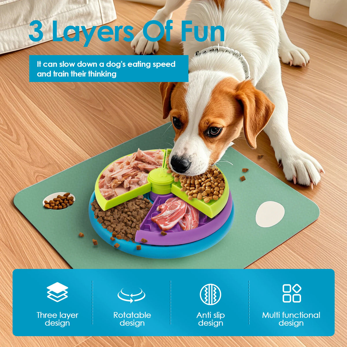 Puzzle Dog Slow Feeder Bowl with Toothbrush Set
