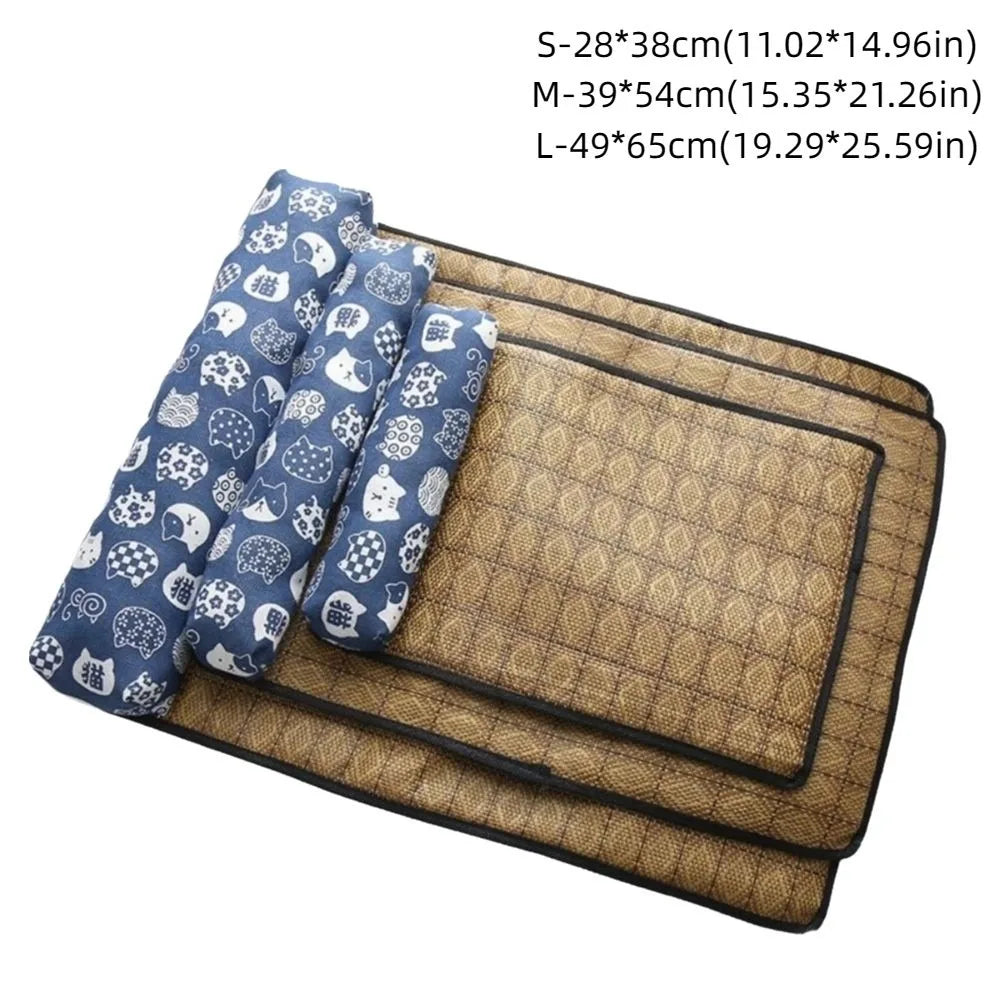 Summer Cooling Mat for Dogs & Cats with Built-In Pillow