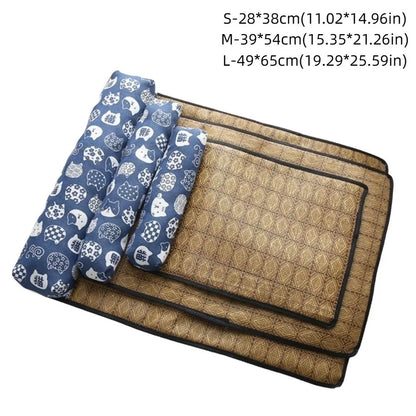 Summer Cooling Mat for Dogs & Cats with Built-In Pillow