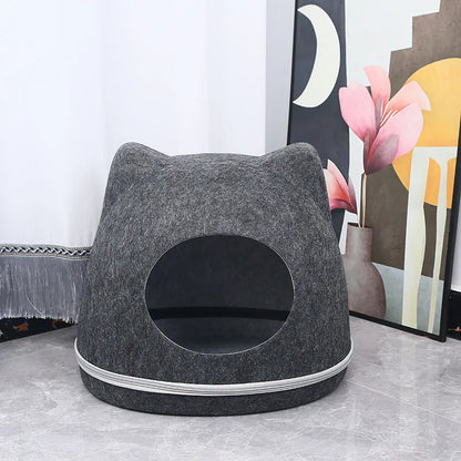 Felt Cat Tunnel Bed with Zipper Design