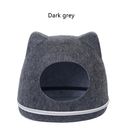 Felt Cat Tunnel Bed with Zipper Design