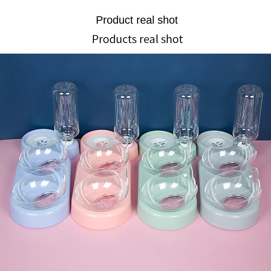 Elevated Double Pet Bowl with Water Dispenser