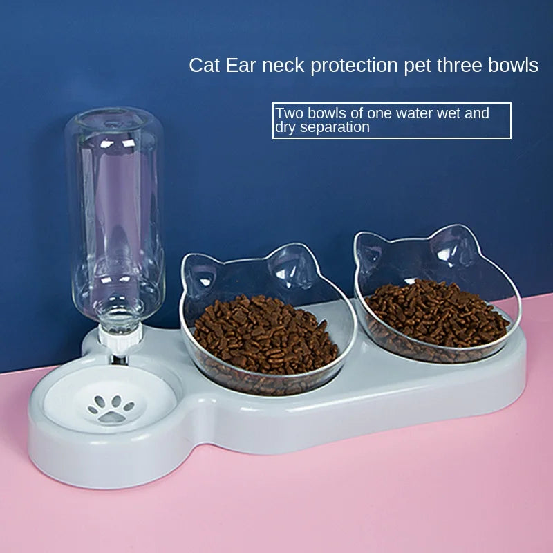 Elevated Double Pet Bowl with Water Dispenser