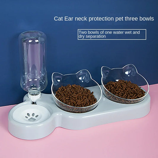Elevated Double Pet Bowl with Water Dispenser