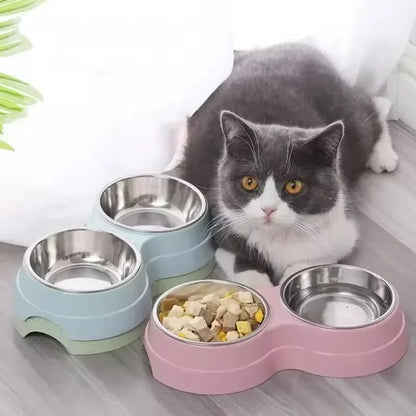 Double Pet Food & Water Bowls