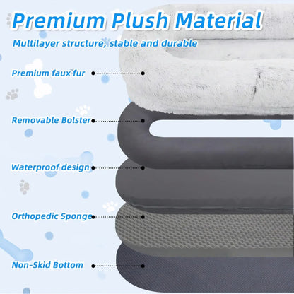 Human Dog Bed Washable Faux Fur 71''x45''x14''