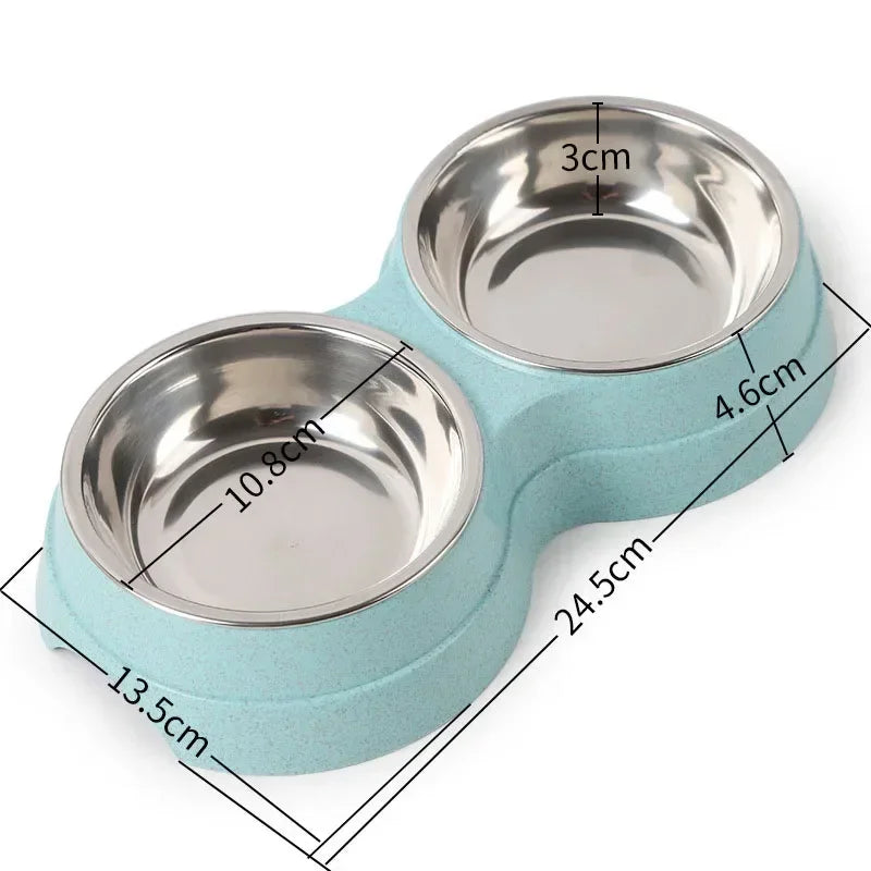 Double Pet Food & Water Bowls