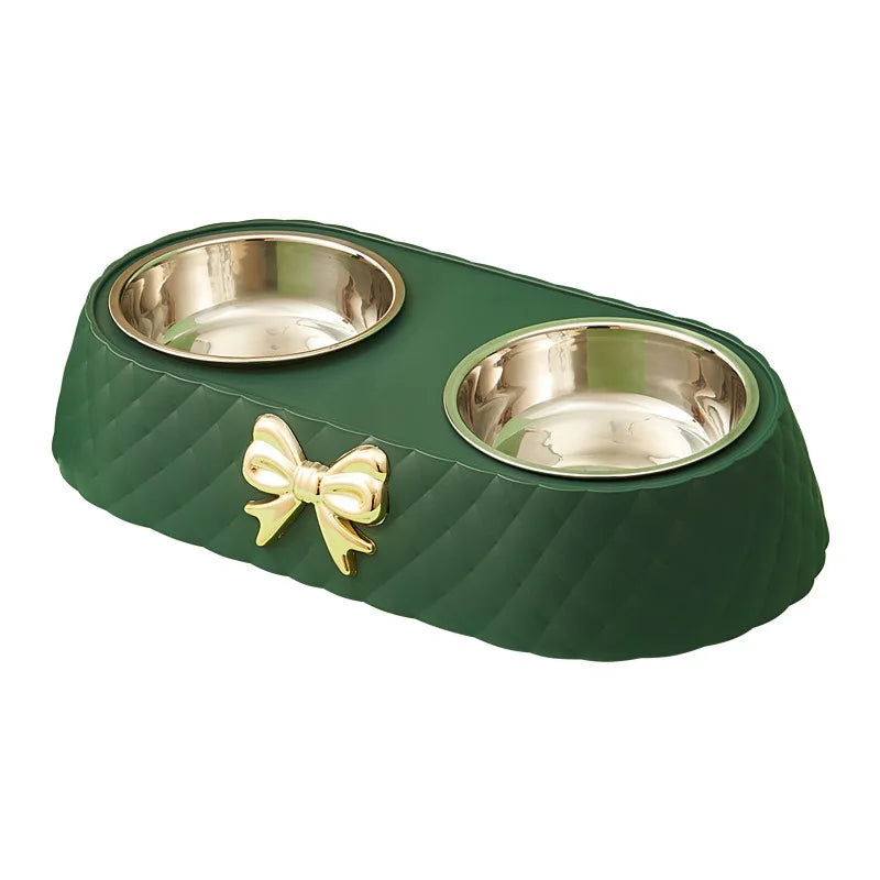 Double Pet Bowl with PP Base and Stainless Steel