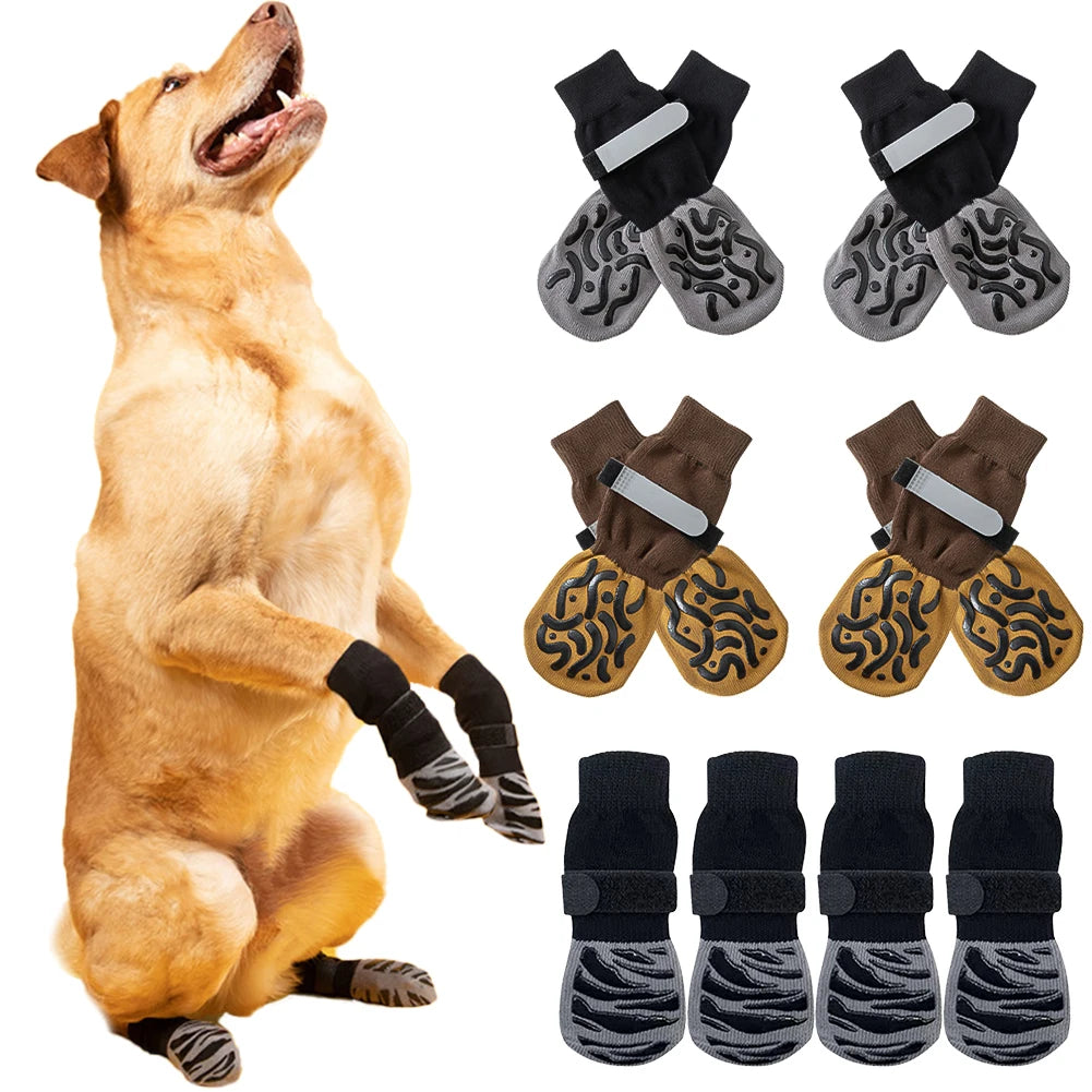 Anti-Slip Dog Socks for Indoor Traction | 4-Pack