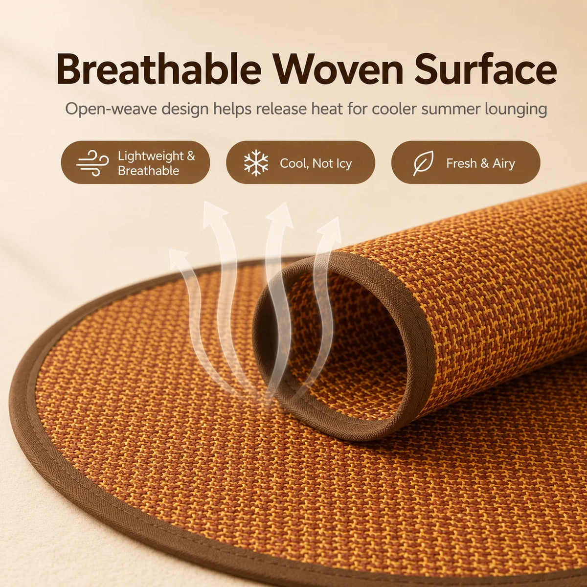 Dog Cooling Mat for Small Dogs Round Woven Summer Pet Pad