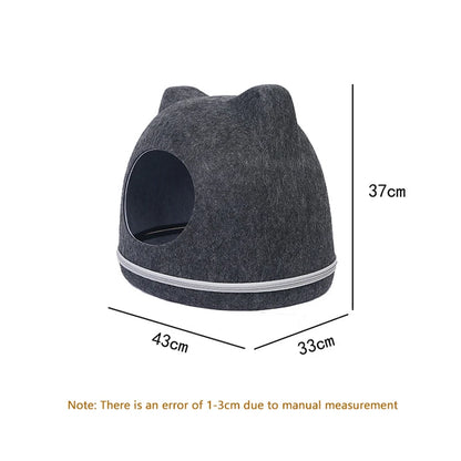 Felt Cat Tunnel Bed with Zipper Design