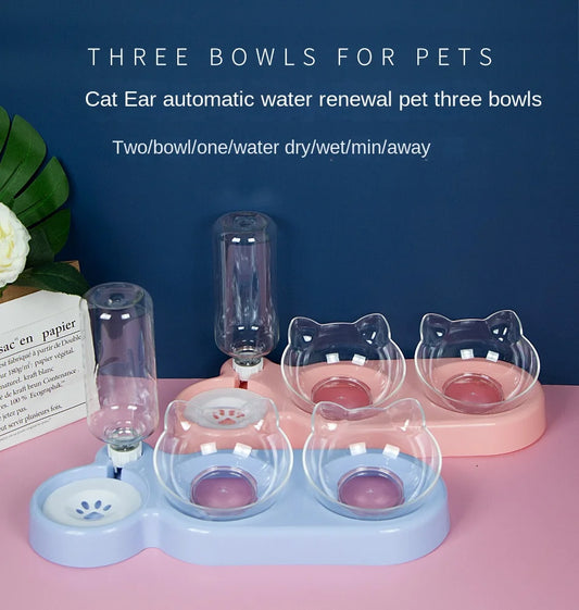 Elevated Double Pet Bowl with Water Dispenser