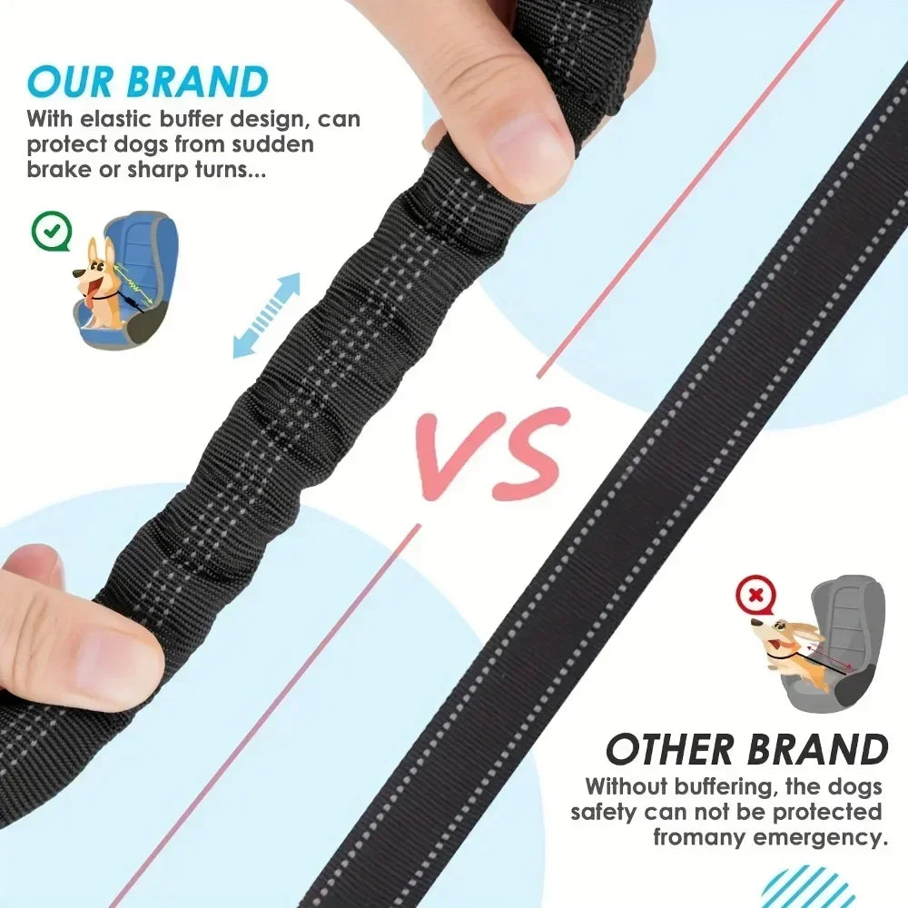 Adjustable Reflective Double Dog Car Safety Harness Belt