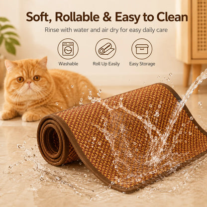 Dog Cooling Mat for Small Dogs Round Woven Summer Pet Pad
