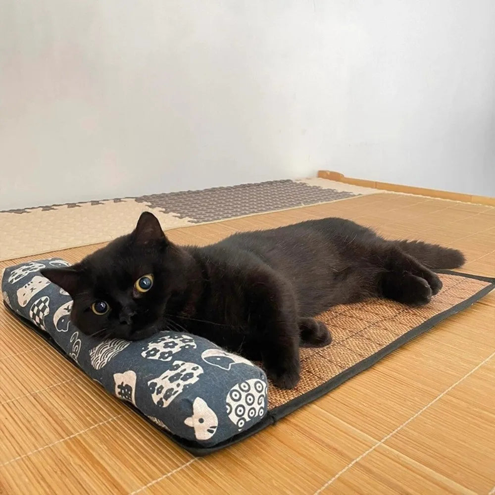 Summer Cooling Mat for Dogs & Cats with Built-In Pillow