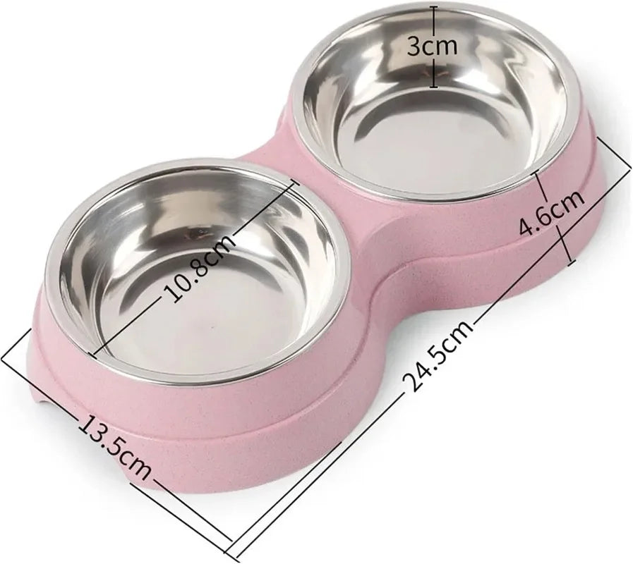 Double Pet Food & Water Bowls