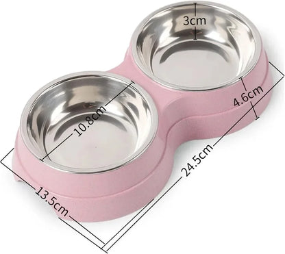 Double Pet Food & Water Bowls