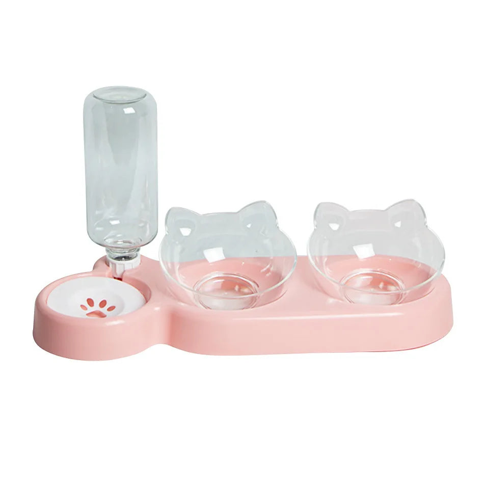 Elevated Double Pet Bowl with Water Dispenser