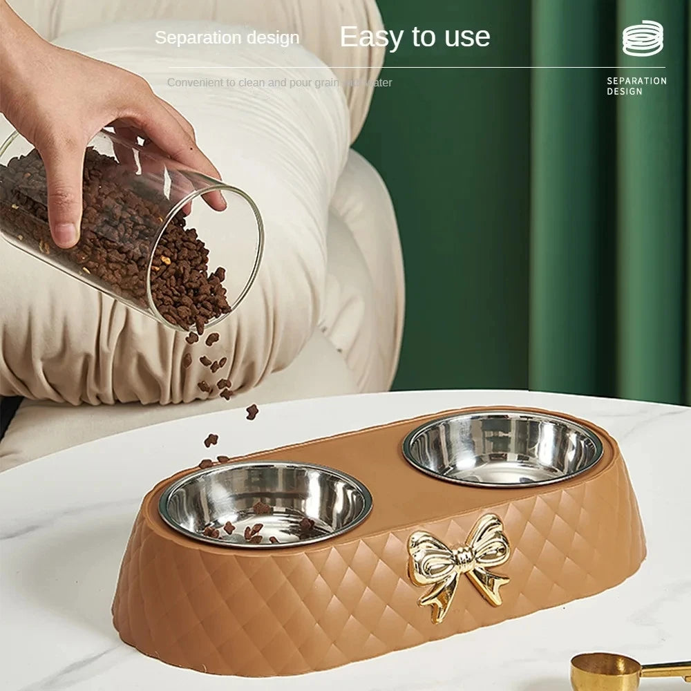 Double Pet Bowl with PP Base and Stainless Steel