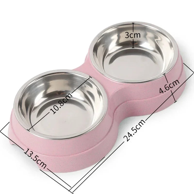 Double Pet Food & Water Bowls