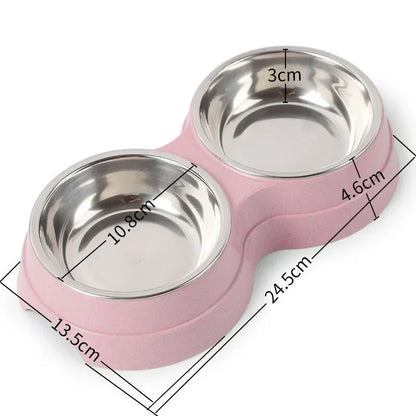 Double Pet Food & Water Bowls