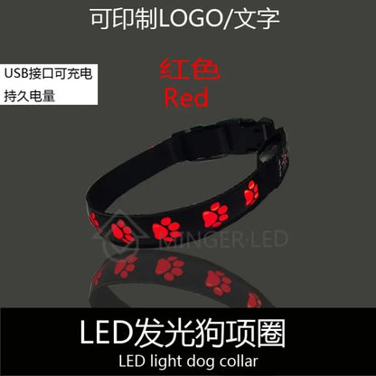 LED Light-Up Dog Collar – Adjustable Night Safety Collar