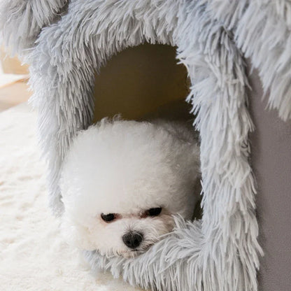 Foldable Indoor Plush Cat House and Warm Dog Bed Tent