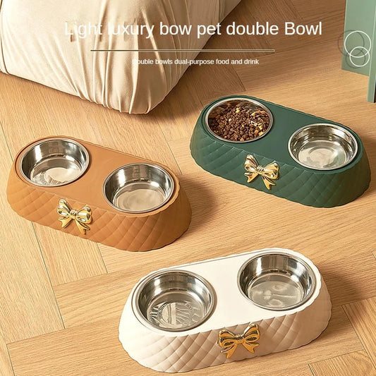 Double Pet Bowl with PP Base and Stainless Steel