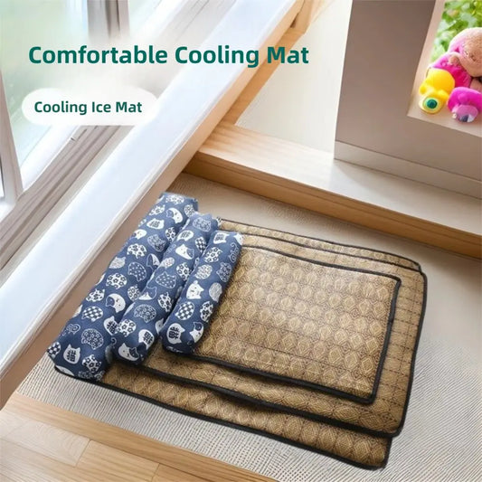 Summer Cooling Mat for Dogs & Cats with Built-In Pillow