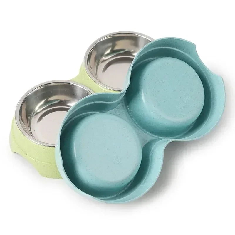 Double Pet Food & Water Bowls