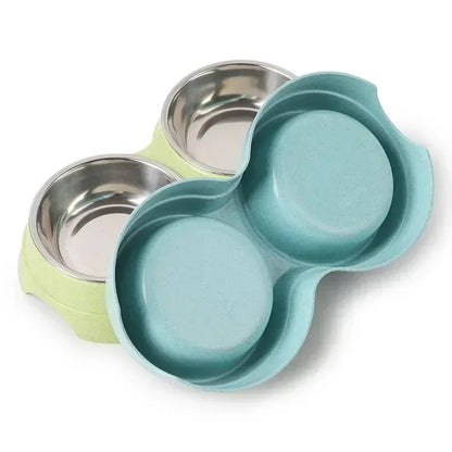 Double Pet Food & Water Bowls