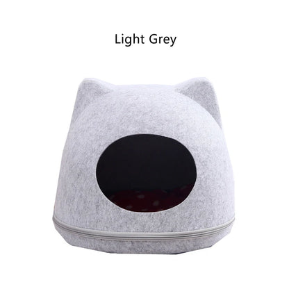 Felt Cat Tunnel Bed with Zipper Design