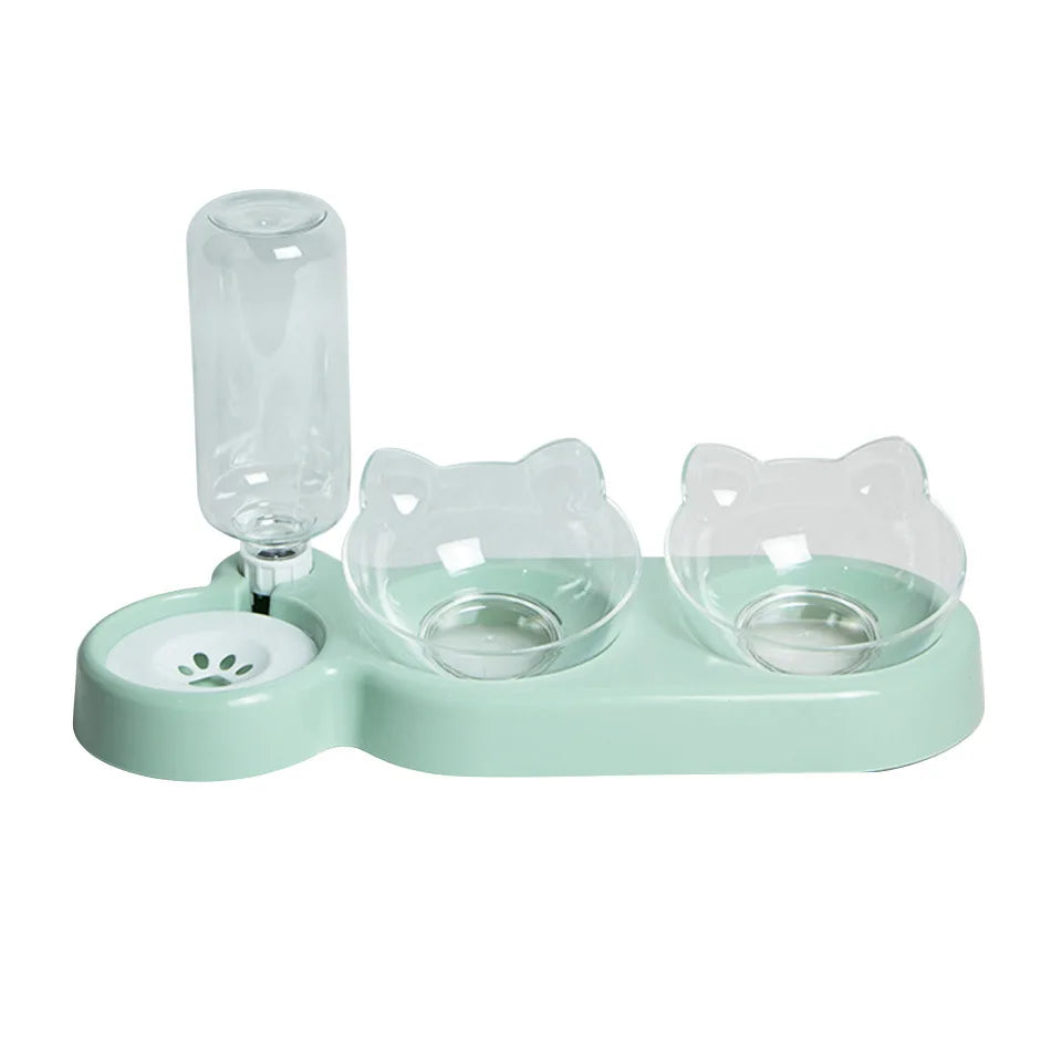 Elevated Double Pet Bowl with Water Dispenser