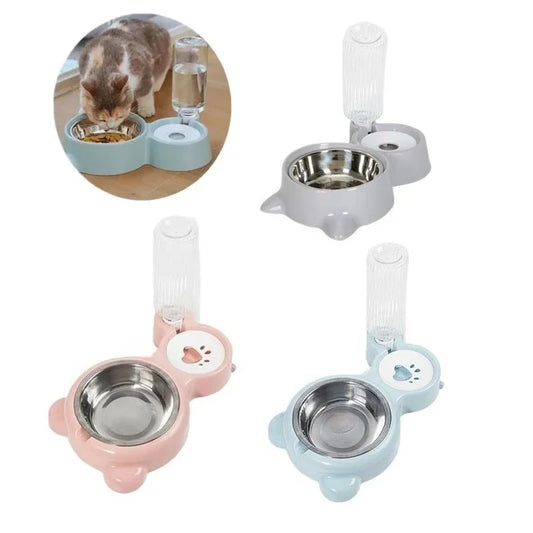 Gravity Water Dispenser with Pet Food Bowl