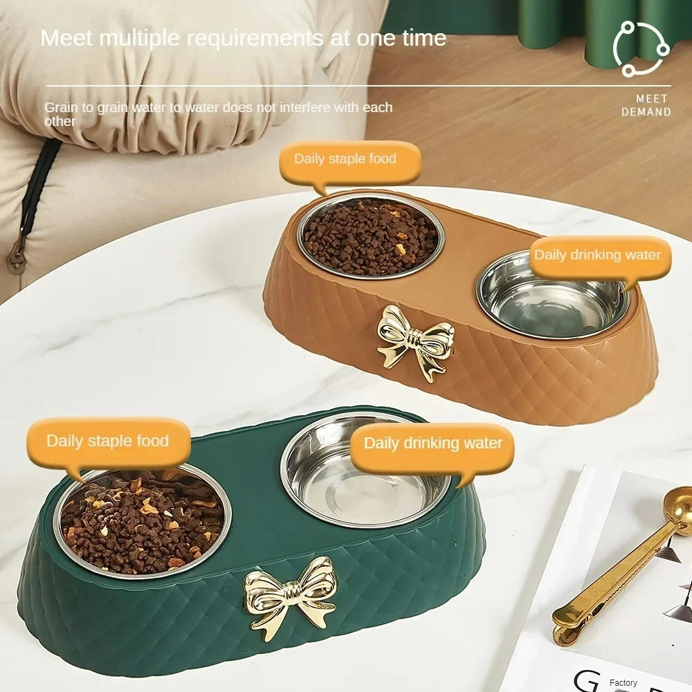 Double Pet Bowl with PP Base and Stainless Steel