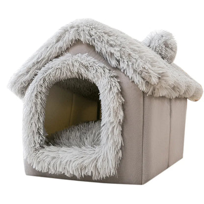 Foldable Indoor Plush Cat House and Warm Dog Bed Tent
